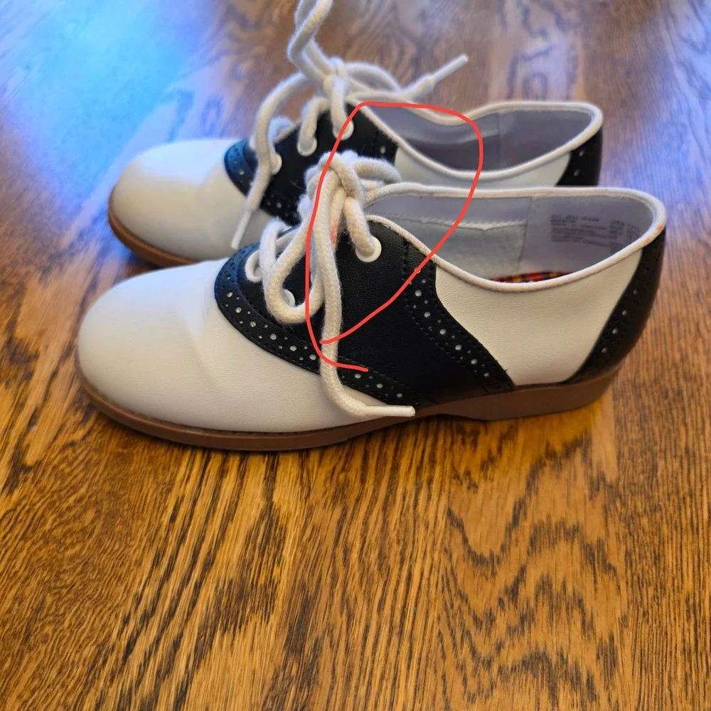 Kids Sz 12.5 Black White Saddle Shoes Oxford Lace‎ Up School Uniform Dress Shoes